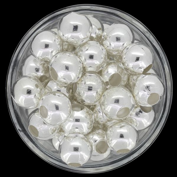 METAL BEADS FOR STRINGING - BALL - 10mm SILVER - 250pcs. Hole-3.8mm