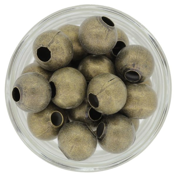 METAL BEADS FOR STRINGING - BALL - 12mm ANTIQUE BRONZE - 15pcs. Hole-4.0mm