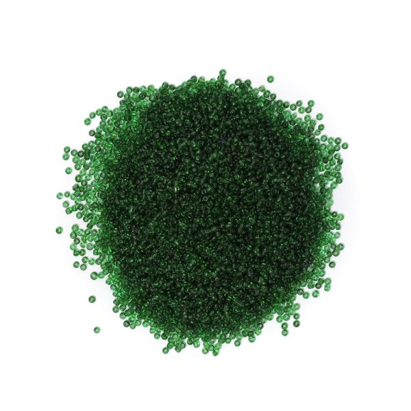 GLASS SEED BEADS - BALL 2mm - TRANSPARENT - GREEN 7В - PACKAGE 450g Hole-0.8mm