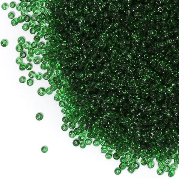 СТЪКЛЕНИ МЪНИСТА СИНЦИ - ТОПЧЕ 2мм - ПРОЗРАЧНИ - ЗЕЛЕНО 7В - 50 гр. Отвор-0.8мм