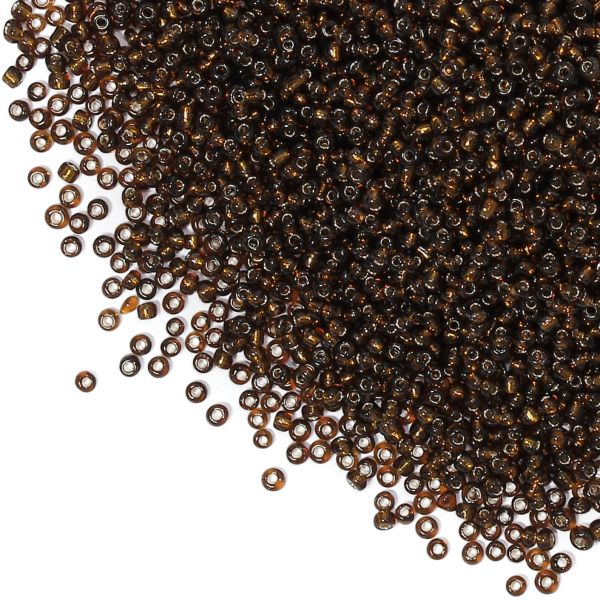 GLASS SEED BEADS - BALL 2mm - SILVER LINED - BROWN 53 - 50g Hole-0.8mm