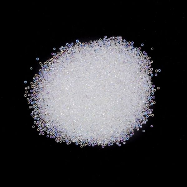 GLASS SEED BEADS - BALL 2mm - TRANSPARENT RAINBOW - WHITE 161 - PACKAGE 450g Hole-0.8mm