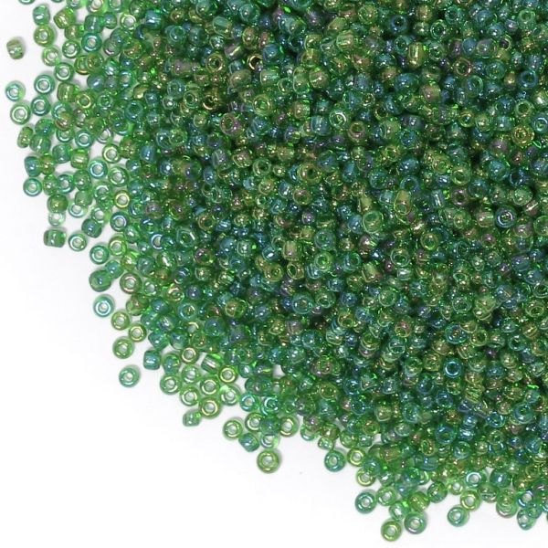 СТЪКЛЕНИ МЪНИСТА СИНЦИ - ТОПЧЕ 2мм - ПРОЗРАЧНИ ДЪГА - ЗЕЛЕНО 167В - 50 гр. Отвор-0.8мм