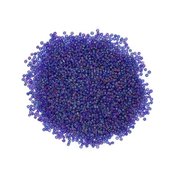 GLASS SEED BEADS - BALL 2mm - TRANSPARENT RAINBOW - BLUE (DARK) 168 - PACKAGE 450g Hole-0.8mm