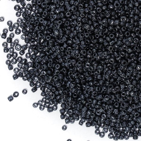 GLASS SEED BEADS - BALL 2mm - IRIS - HEMATITE 606 - 50g Hole-0.8mm