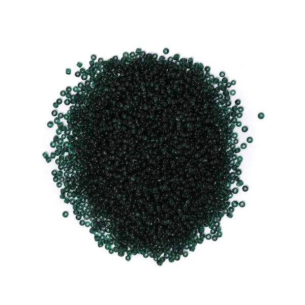 GLASS SEED BEADS - BALL 3mm - TRANSPARENT - GREEN (DARK) 23А - PACKAGE 450g Hole-1.0mm