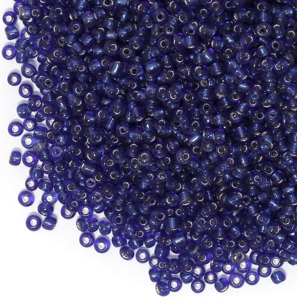 СТЪКЛЕНИ МЪНИСТА СИНЦИ - ТОПЧЕ 3мм - СРЕБРИСТА НИШКА - СИНЬО Т. 28 - 50 гр. Отвор-1.0мм