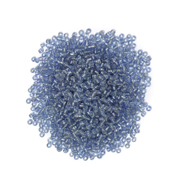 GLASS SEED BEADS - BALL 4mm - SILVER LINED - BLUE (LIGHT) 26 - PACKAGE 450g Hole-1.5mm