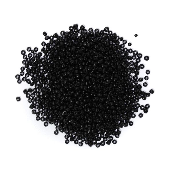 GLASS SEED BEADS - BALL 4mm - OPAQUE - BLACK 49 - PACKAGE 450g Hole-1.5mm