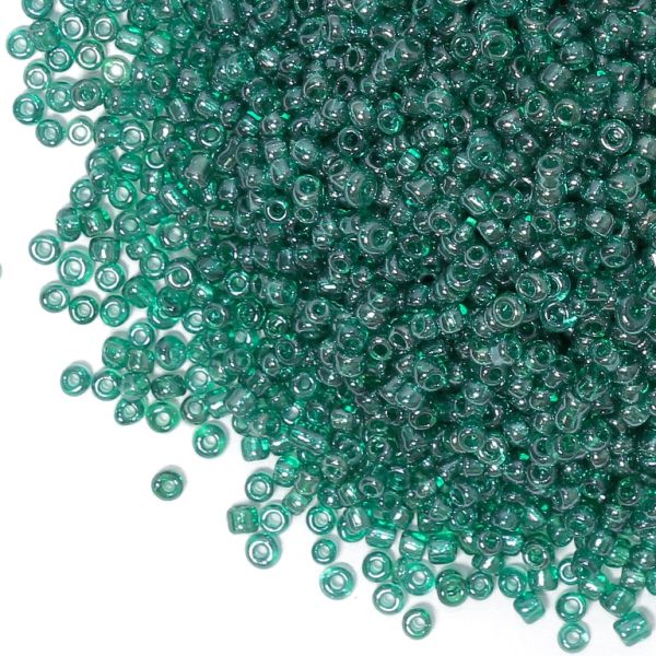 GLASS SEED BEADS - BALL 3mm - TRANSPARENT GLOSS - TURQUOISE 120А - 50g Hole-1.0mm