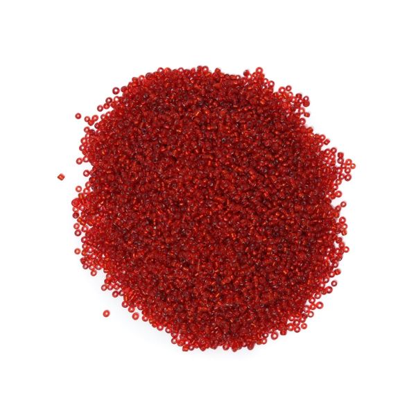 GLASS SEED BEADS - BALL 2mm - SILVER LINED - RED (DARK) 25В - PACKAGE 450g Hole-0.8mm
