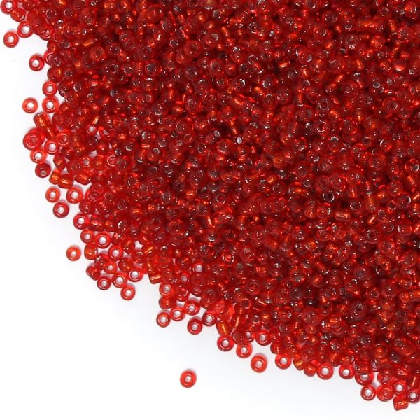 GLASS SEED BEADS - BALL 2mm - SILVER LINED - RED (DARK) 25В - 50g Hole-0.8mm