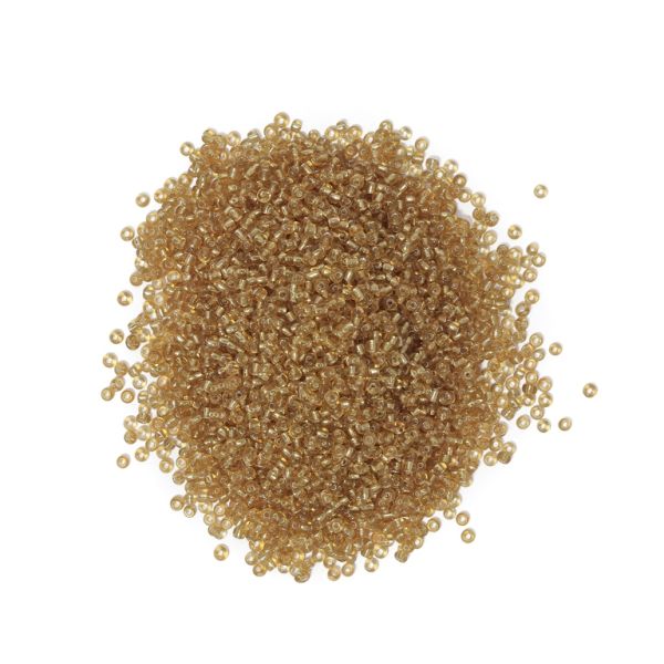 GLASS SEED BEADS - BALL 3mm - SILVER LINED - GOLD 22В - PACKAGE 450g Hole-1.0mm