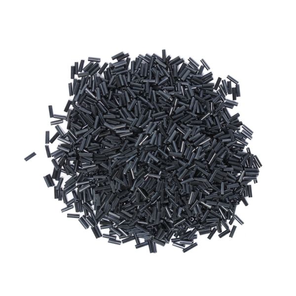 GLASS SEED BEADS - BUGLES 6x2mm - IRIS - HEMATITE 616 - PACKAGE 450g Hole-0.8mm