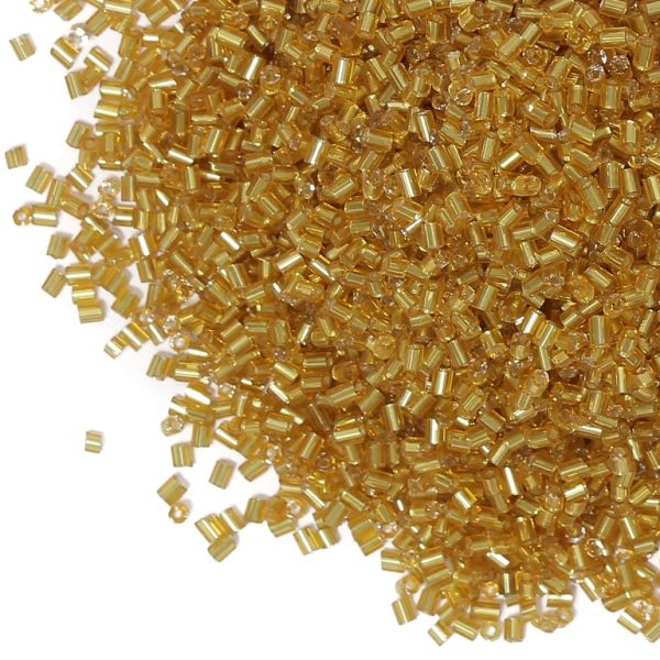 GLASS SEED BEADS - 2 CUT 2x2mm - SILVER THREAD - GOLD 22 - 50g Hole-0.8mm