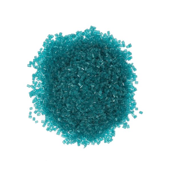GLASS SEED BEADS - 2 CUT 2x2mm - TRANSPARENT - TURQUOISE 21А - PACKAGE 450g Hole-0.8mm