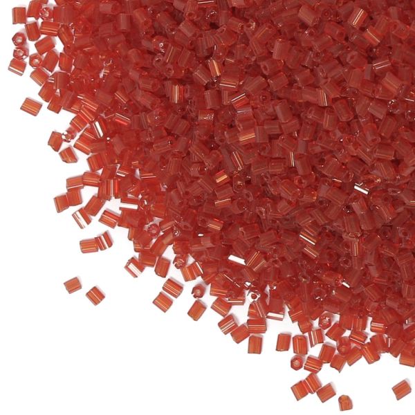 GLASS SEED BEADS - 2 CUT 2x2mm - TRANSPARENT - RED (LIGHT) 5 - 50g Hole-0.8mm