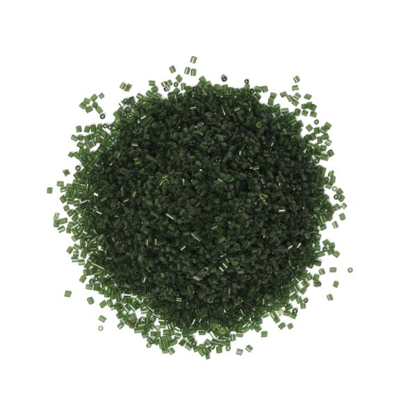 GLASS SEED BEADS - 2 CUT 2x2mm - TRANSPARENT - GREEN MILITARY 25А - PACKAGE 450g Hole-0.8mm