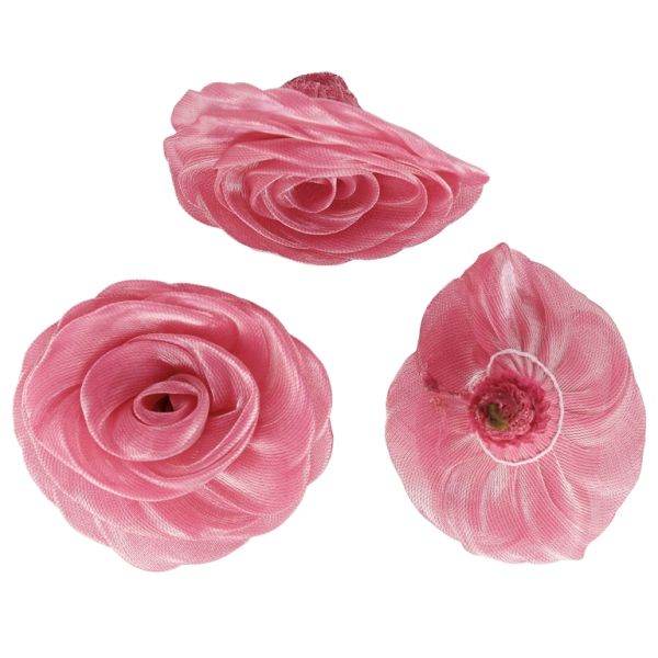 TEXTILE BEADS - ORGANZA WITH PEARL GLAZE GLOSS - ROSE - 55mm CORAL PINK - PACKAGE 25pcs.