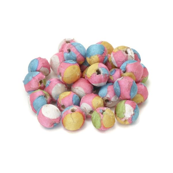 BALL WITH FABRIC - 18mm PINK-BLUE-WHITE - 50pcs. Hole-3.5mm