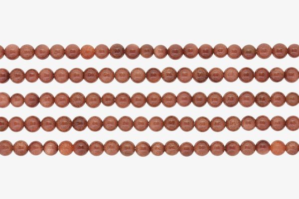 NATURAL STONE BEADS - AVENTURINE BROWN - 6mm - PACKAGE (5x64pcs.) Hole-1.0mm