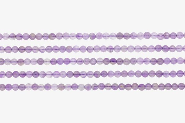 NATURAL STONE BEADS - AMETHYST - 4mm - PACKAGE (5x94pcs.) Hole-1.0mm