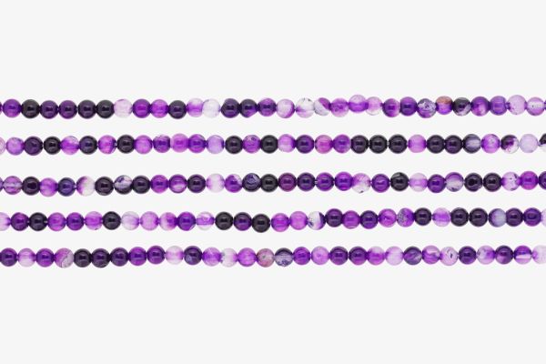 NATURAL STONE BEADS - AGATE PURPLE - 4mm - PACKAGE (5x94pcs.) Hole-1.0mm