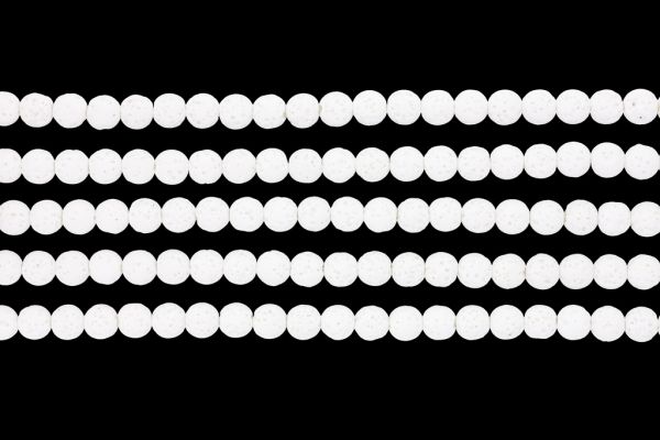 NATURAL STONE BEADS - LAVA STONE WHITE - 6mm - PACKAGE (5x64pcs.) Hole-1.0mm