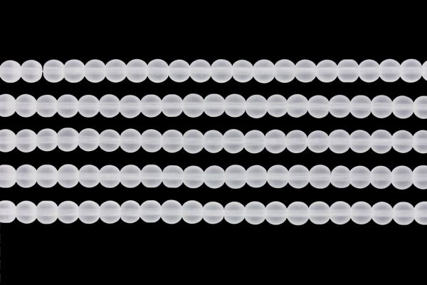 NATURAL STONE BEADS - QUARTZ SYNTHETIC TRANSPARENT MATTE - 6mm - PACKAGE (5x64pcs.) Hole-1.0mm