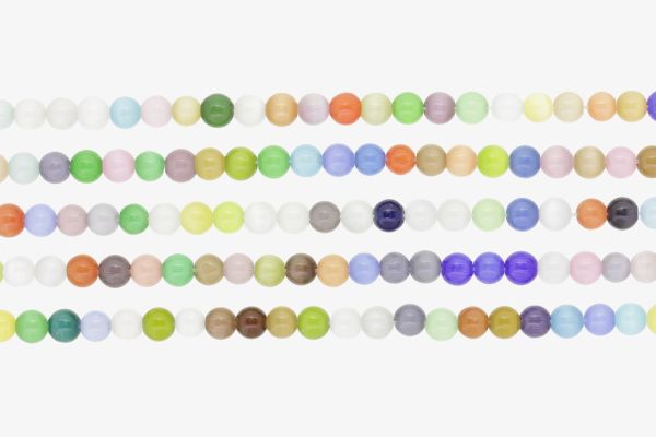 NATURAL STONE BEADS - CAT'S EYE COLORED - 6mm - PACKAGE (5x64pcs.) Hole-1.0mm