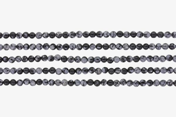 NATURAL STONE BEADS - ONYX SNOWFLAKE - 4mm - PACKAGE (5x94pcs.) Hole-1.0mm