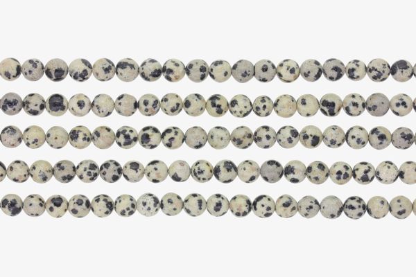 NATURAL STONE BEADS - JASPER DALMATIAN - 6mm - PACKAGE (5x64pcs.) Hole-1.0mm