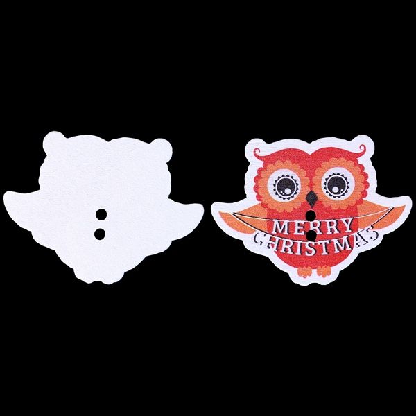 ДЪРВЕНИ ФИГУРКИ - ТИП КОПЧЕ - КОЛЕДНИ - БУХАЛ 04 - 37х28х2мм ЧЕРВЕН - 10 бр. Отвор-2х2.0мм