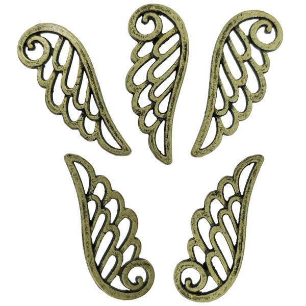 METAL BEADS - PENDANT - ANGEL WING CONTOUR 01 - 10x24x1.5mm ANTIQUE BRONZE - PACKAGE 100pcs. Hole-1.5mm