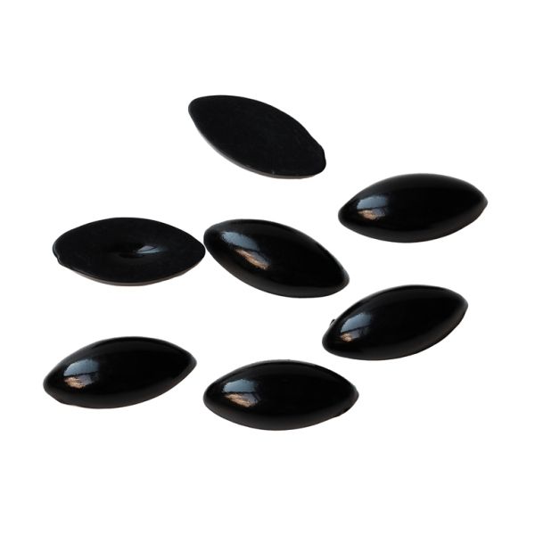 MATERIALS FOR CRAFT AND DECORATION - EYES FOR GLUING - ELLIPSE 15x6.5x3mm BLACK - 50pcs.