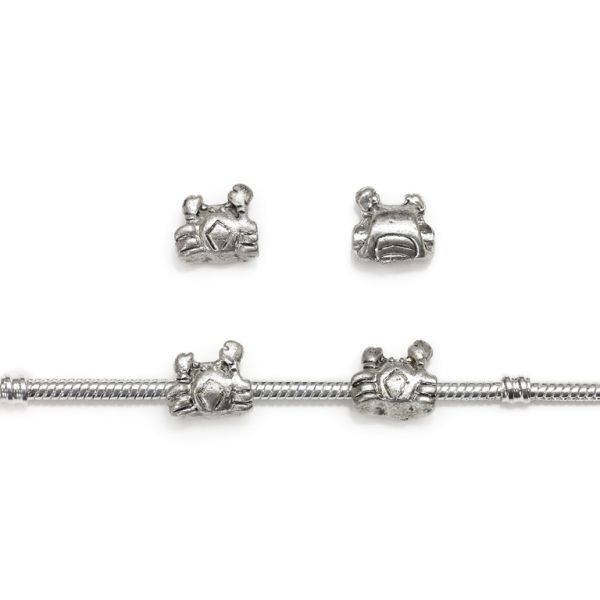 PANDORA TYPE - METAL - CRAB 01 - 13x10x7mm NICKEL - 10pcs. Hole-4.5mm