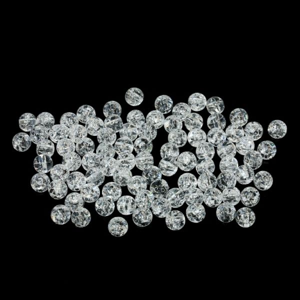 TRANSPARENT PLASTIC BEADS - CRACKLED - BALL - 6mm WHITE V01 - PACKAGE 500g Hole-1.6mm (4500pcs.)
