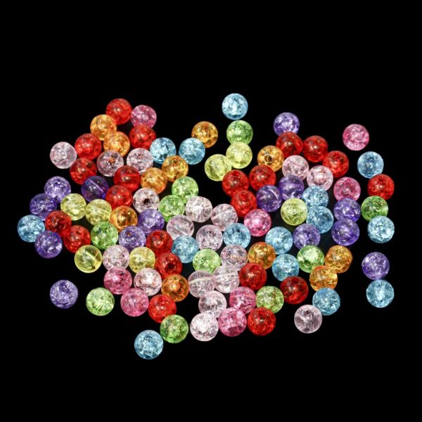 TRANSPARENT PLASTIC BEADS - CRACKLED - BALL - 6mm MIX - PACKAGE 500g Hole-1.6mm (4500pcs.)