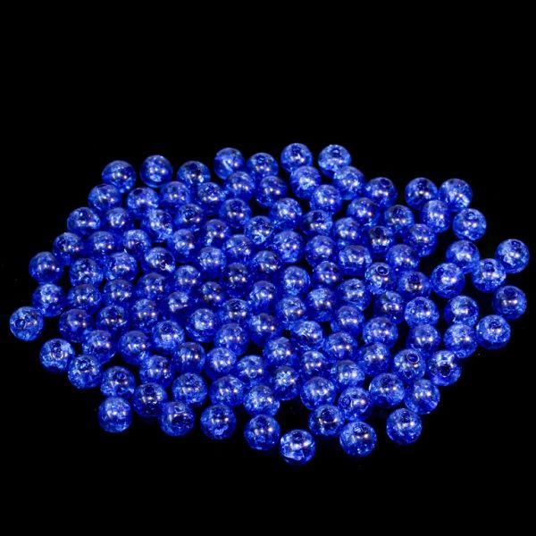 TRANSPARENT PLASTIC BEADS - CRACKLED - BALL - 6mm BLUE V44 - PACKAGE 500g Hole-1.6mm (4500pcs.)