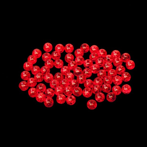 TRANSPARENT PLASTIC BEADS - CRACKLED - BALL - 6mm RED V12 - PACKAGE 500g Hole-1.6mm (4500pcs.)