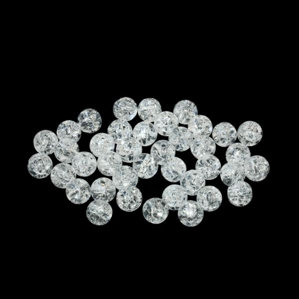 TRANSPARENT PLASTIC BEADS - CRACKLED - BALL - 8mm WHITE V01 - PACKAGE 500g Hole-2.0mm (1790pcs.)
