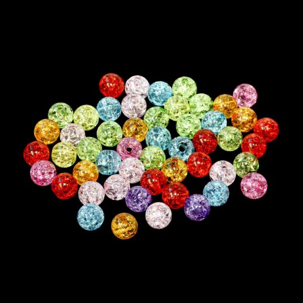 TRANSPARENT PLASTIC BEADS - CRACKLED - BALL - 8mm MIX - PACKAGE 500g Hole-2.0mm (1930pcs.)
