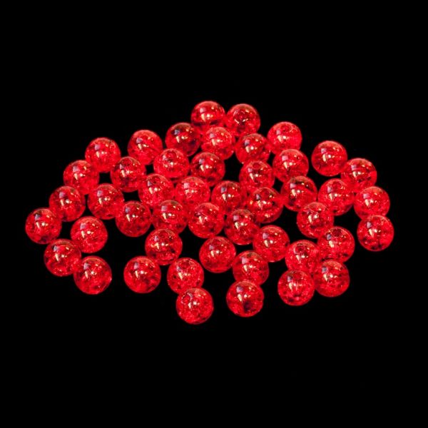 TRANSPARENT PLASTIC BEADS - CRACKLED - BALL - 8mm RED V12 - PACKAGE 500g Hole-2.0mm (1930pcs.)