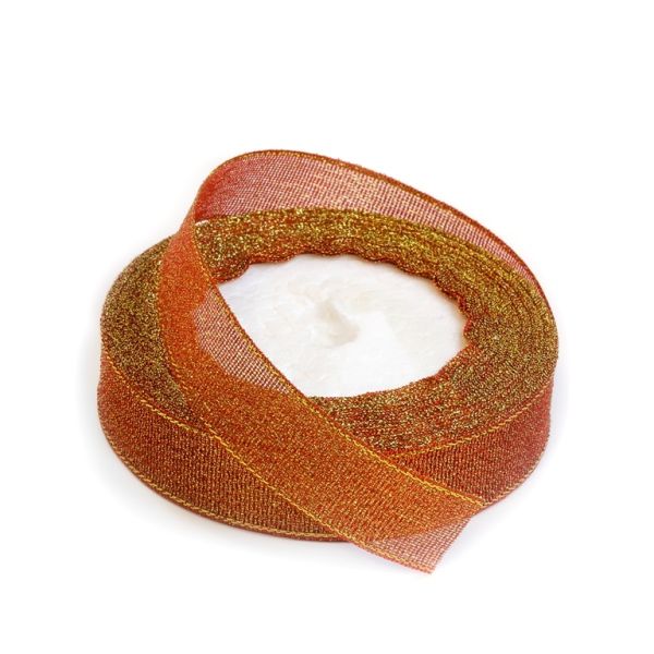 SATIN LAME 2.0cm - RED AND GOLD - 25yards(22m)