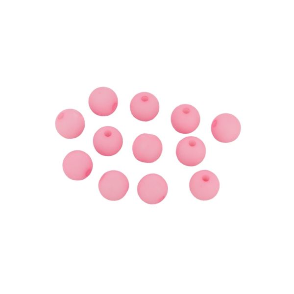 OPAQUE MATTE PLASTIC BEADS - BALL - 8mm PINK С02 - 50g  Hole-1.8mm (185pcs.)