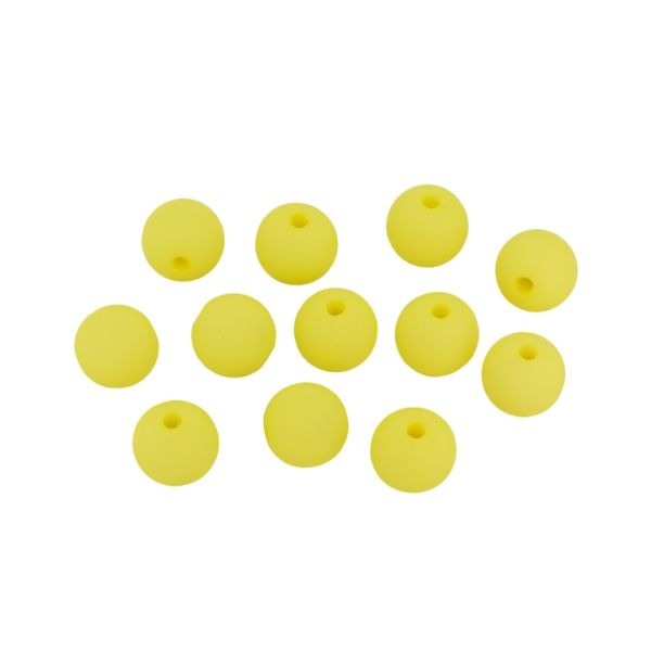 OPAQUE MATTE PLASTIC BEADS - BALL - 10mm YELLOW С17 - PACKAGE 500g  Hole-2.2mm (880pcs.)