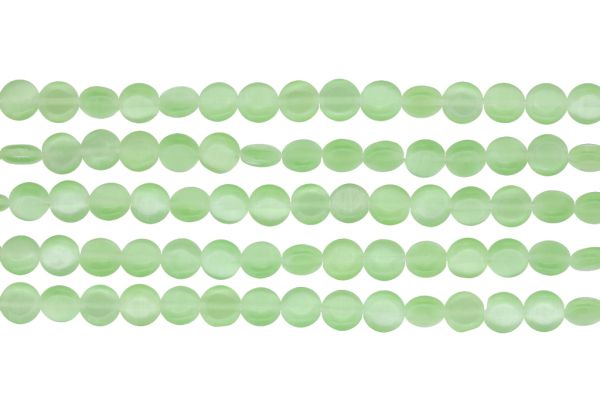 BEADS FROM NATURAL STONES - CAT'S EYE - BONIBON - 8x3mm GREEN (LIGHT) 02 - PACKAGE (5x50pcs.) Hole-1.0mm