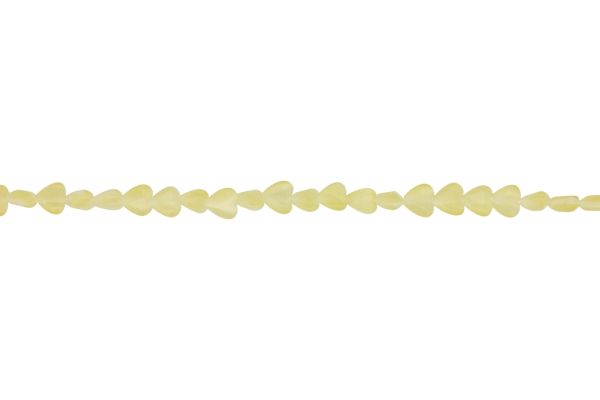 BEADS FROM NATURAL STONES - CAT'S EYE - HEART - 6x6x3mm CHAMPAGNE (LIGHT) - STRING (62pcs.) Hole-0.8mm