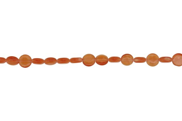 BEADS FROM NATURAL STONES - CAT'S EYE - BONIBON - 8x3mm ORANGE (DARK) - STRING (50pcs.) Hole-1.0mm