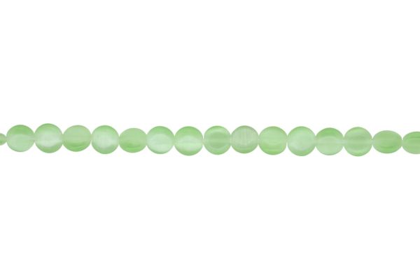 BEADS FROM NATURAL STONES - CAT'S EYE - BONIBON - 8x3mm GREEN (LIGHT) 02 - STRING (50pcs.) Hole-1.0mm